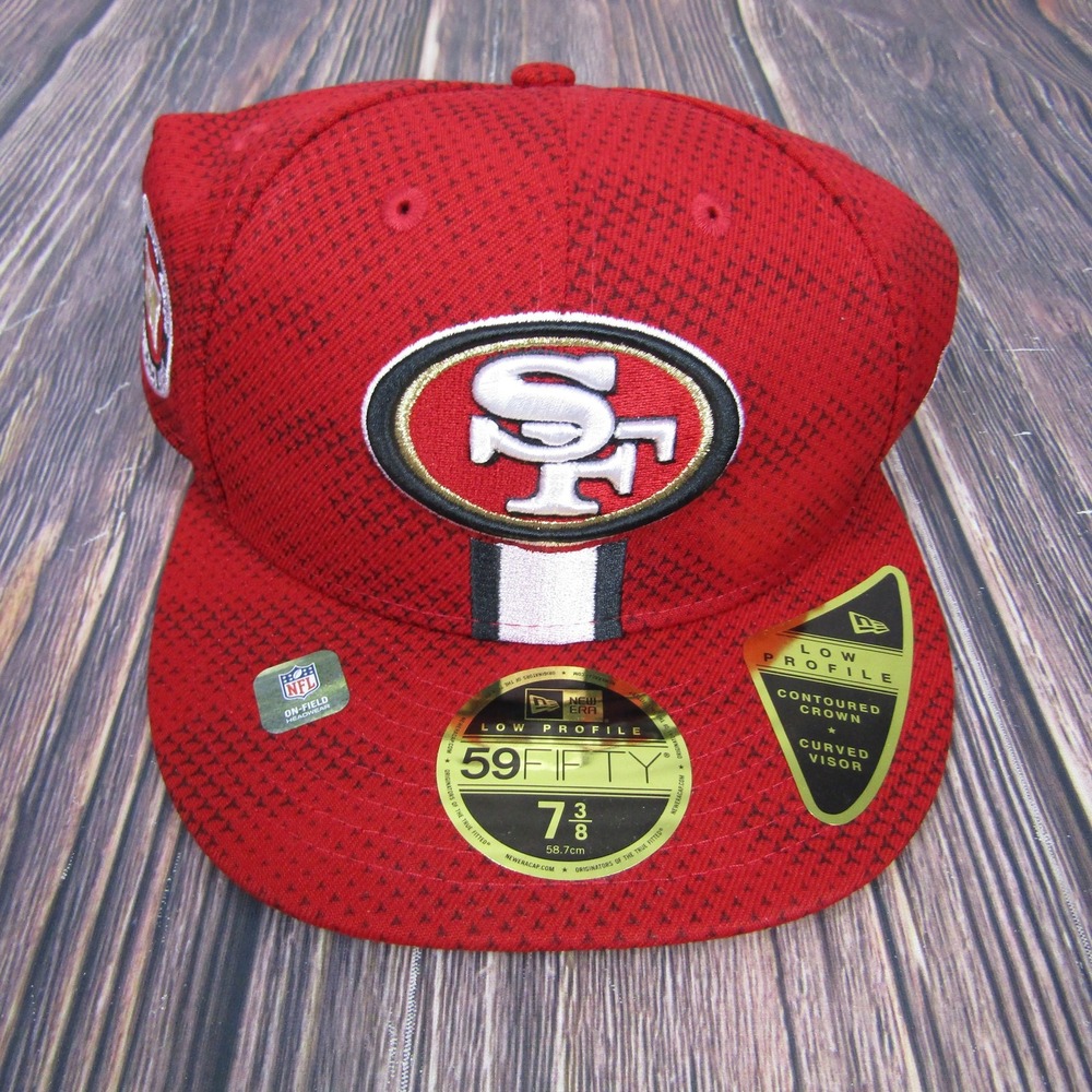 San‎ Francisco 49ers Hat Cap Fitted Mens 7 3/8 Red NFL Football Sideline New Era